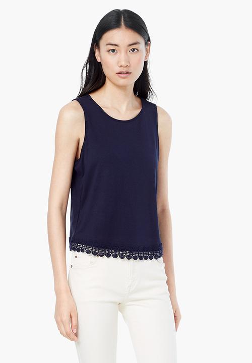 MANGO - Crochet Trim Tank Navy