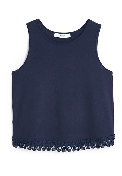 MANGO - Crochet Trim Tank Navy