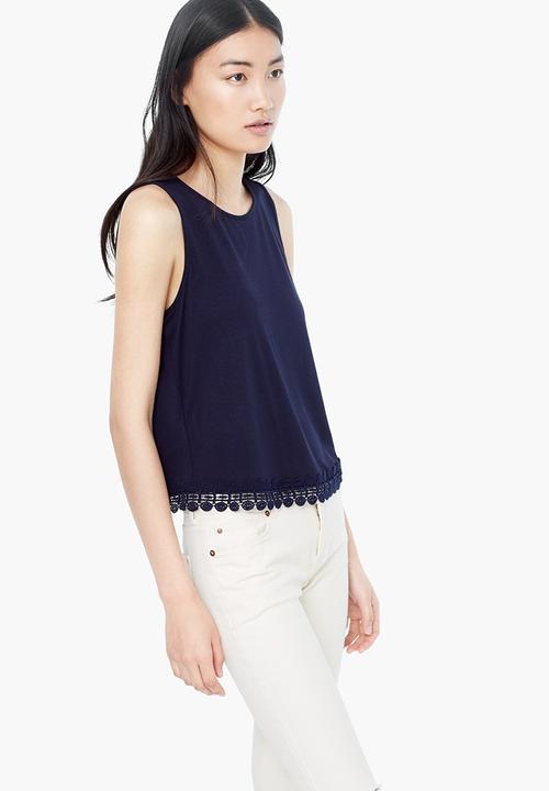 MANGO - Crochet Trim Tank Navy