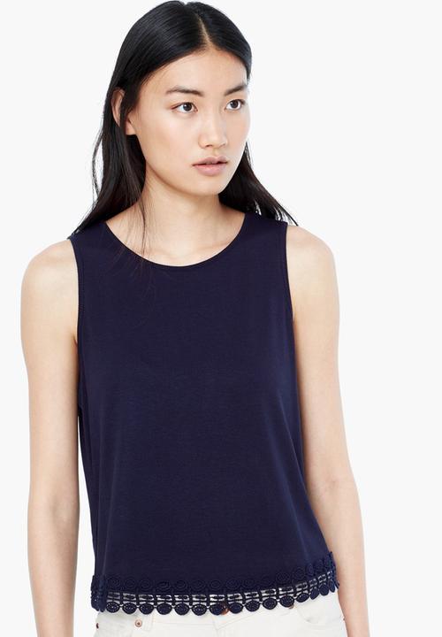 MANGO - Crochet Trim Tank Navy