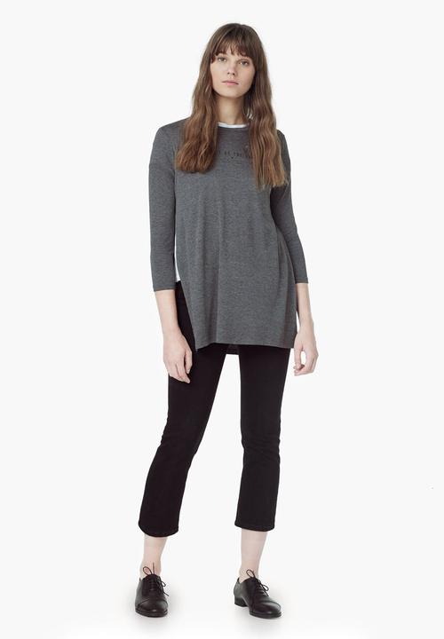 MANGO - Side Slit Top Grey