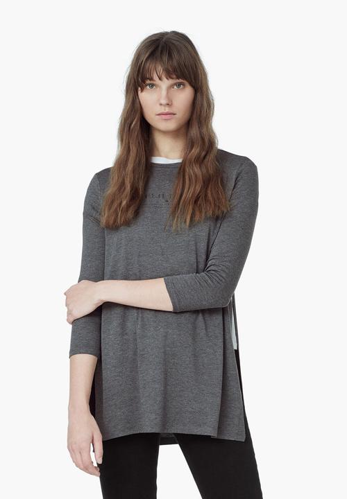 MANGO - Side Slit Top Grey
