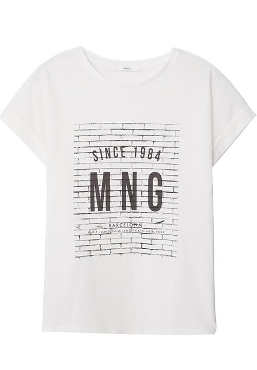 MANGO - Printed T-shirt White