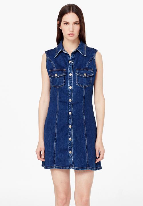 mango pocket denim shirt dress