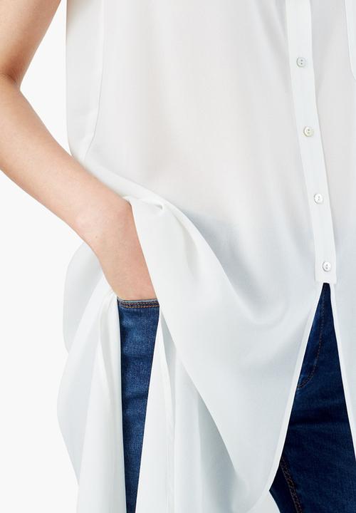 MANGO - Sleeveless Shirt White