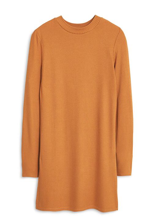 MANGO - Ribbed Side Slit Top Camel