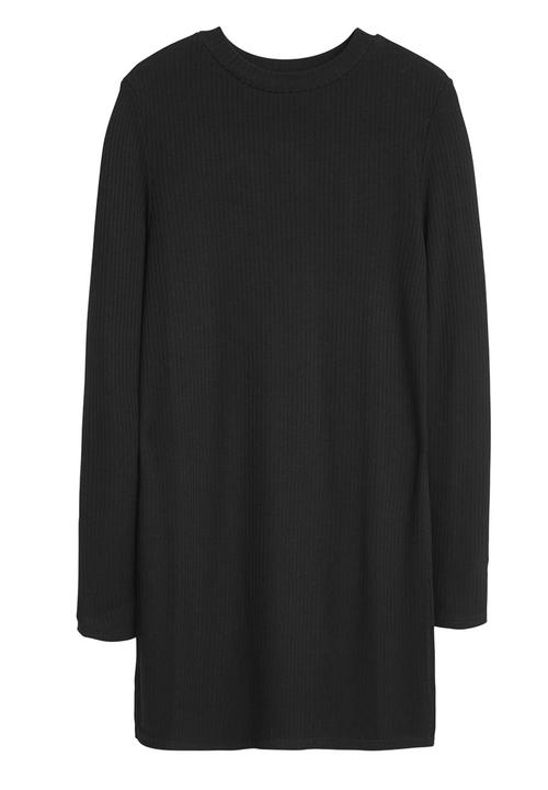 MANGO - Ribbed Side Slit Top Black