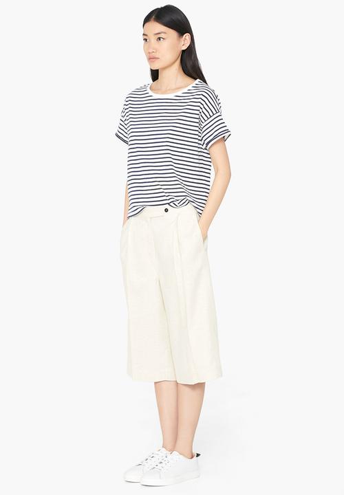 MANGO - Relaxed T-shirt Blue and White