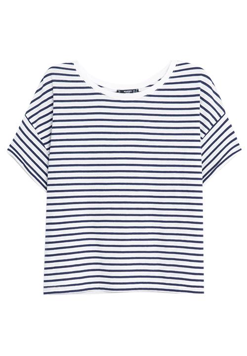MANGO - Relaxed T-shirt Blue and White