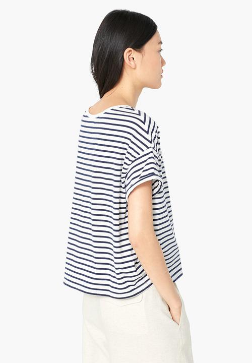 MANGO - Relaxed T-shirt Blue and White