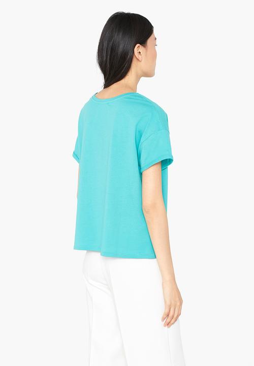 MANGO - Relaxed T-shirt Turquoise