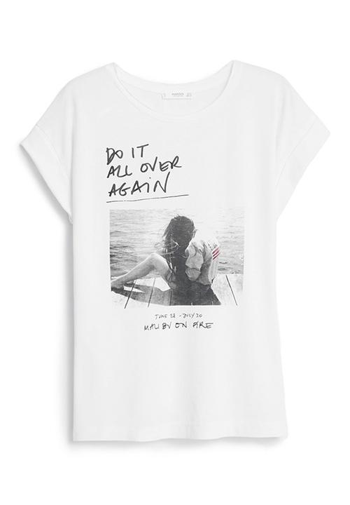 MANGO - Printed T-shirt White