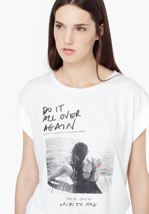 MANGO - Printed T-shirt White