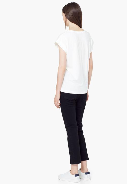 MANGO - Printed T-shirt White