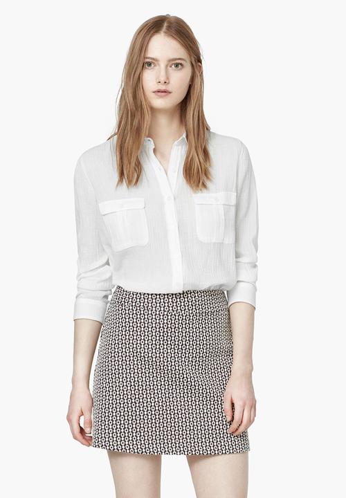 MANGO - Textured Cotton Shirt White