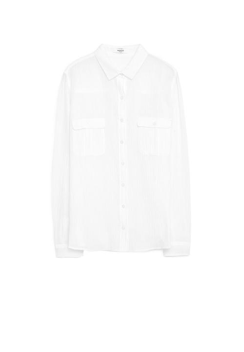 MANGO - Textured Cotton Shirt White