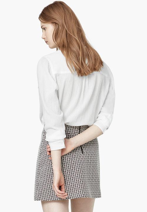 MANGO - Textured Cotton Shirt White