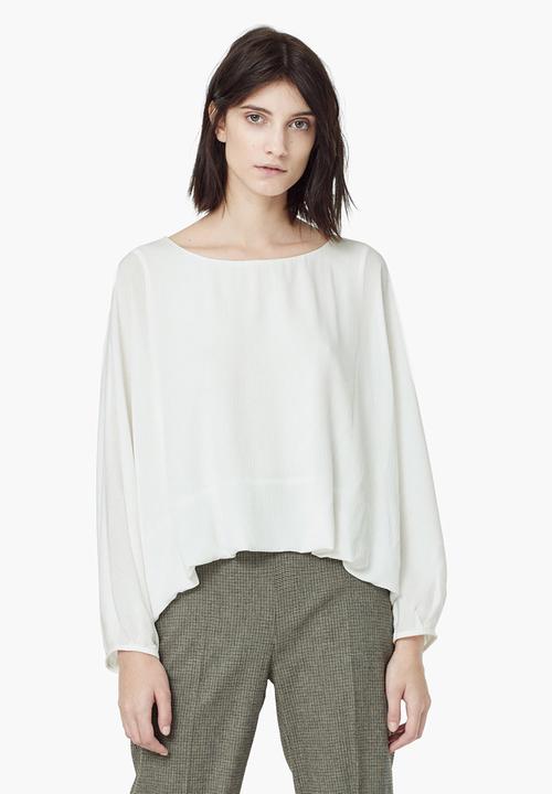 MANGO - Cropped Boxy Blouse White