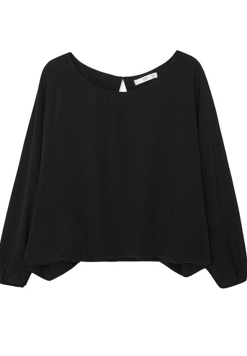 MANGO - Cropped Boxy Blouse Black