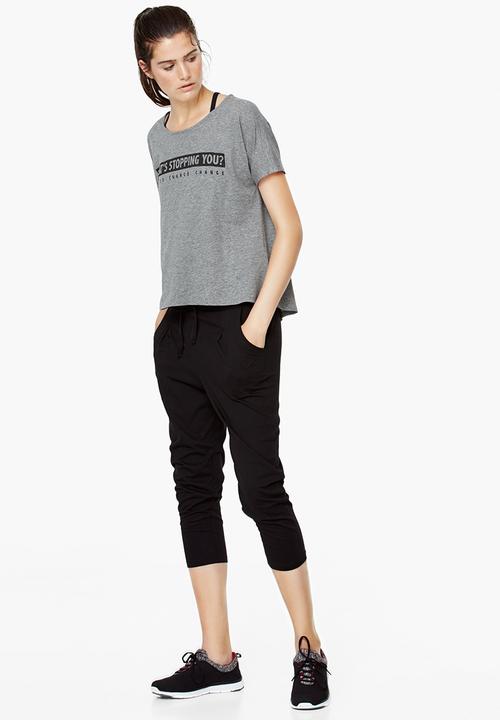 MANGO - Yoga Relaxed Cotton T-shirt Mid Grey