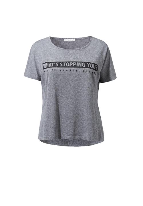 MANGO - Yoga Relaxed Cotton T-shirt Mid Grey