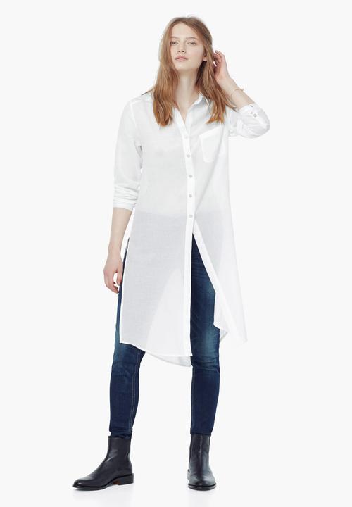 MANGO - Longer Length Shirt White