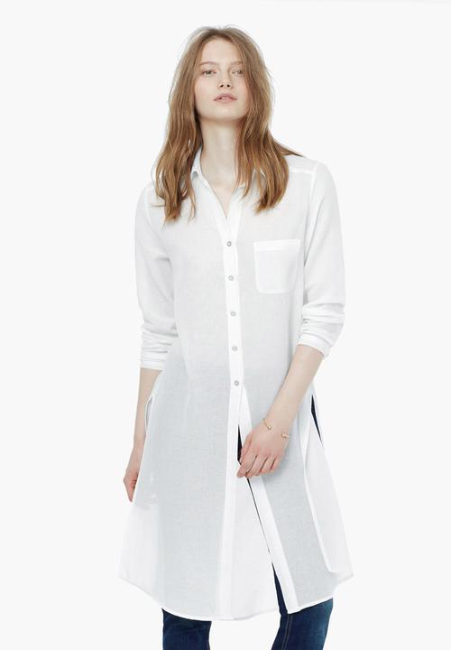 MANGO - Longer Length Shirt White