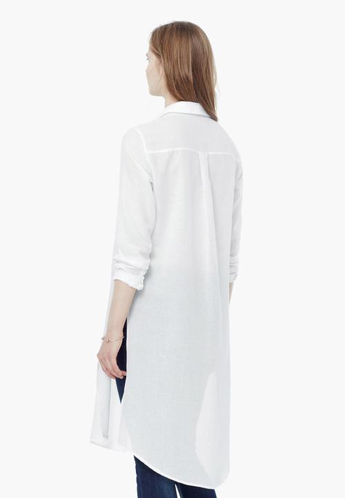 MANGO - Longer Length Shirt White