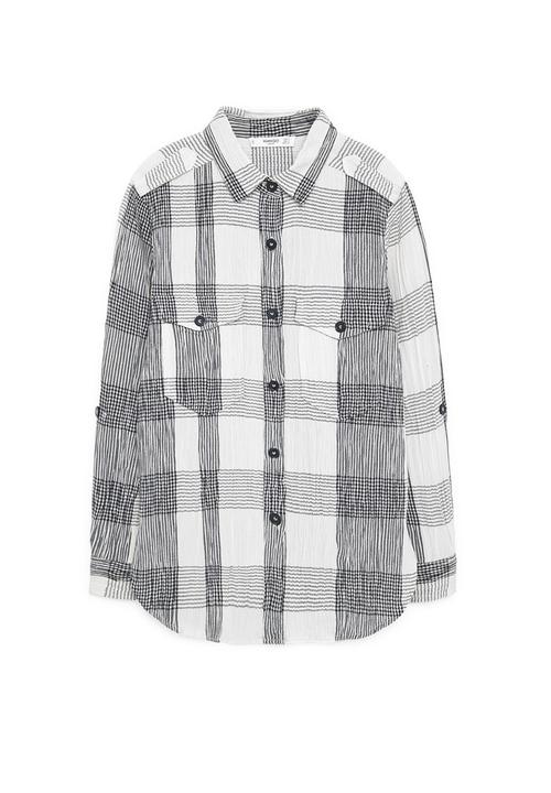 MANGO - Check Cotton Shirt Black and White