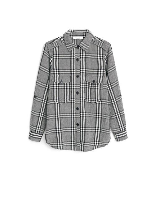 MANGO - Check Cotton Shirt Black and White