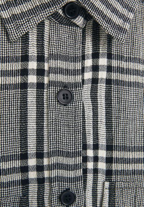 MANGO - Check Cotton Shirt Black and White