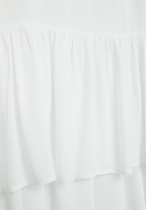 MANGO - Fluted Hem Blouse Off White
