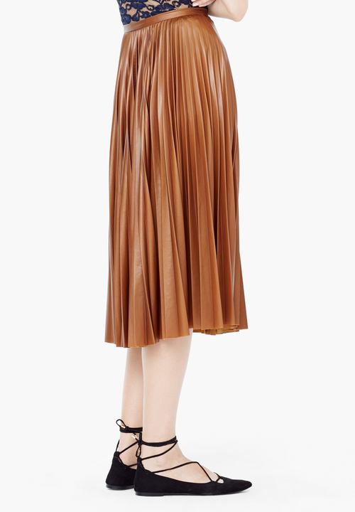 MANGO - Pleated Midi Skirt Camel/Tan