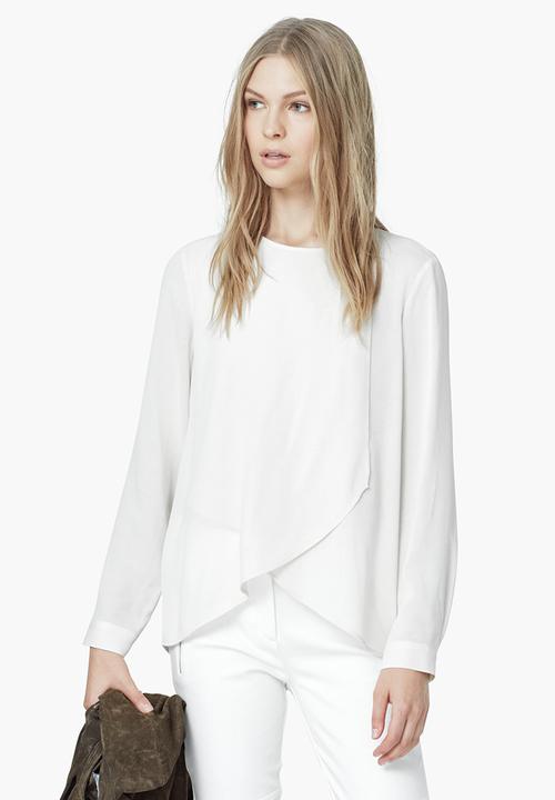 MANGO - Asymmetrical Layer Blouse White