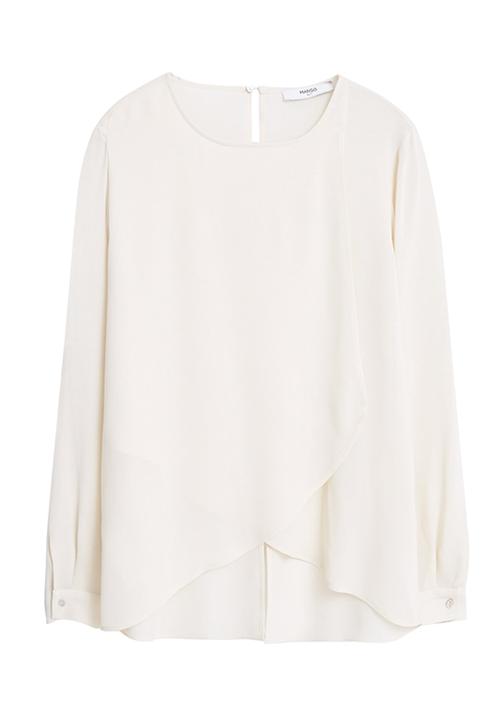 MANGO - Asymmetrical Layer Blouse White
