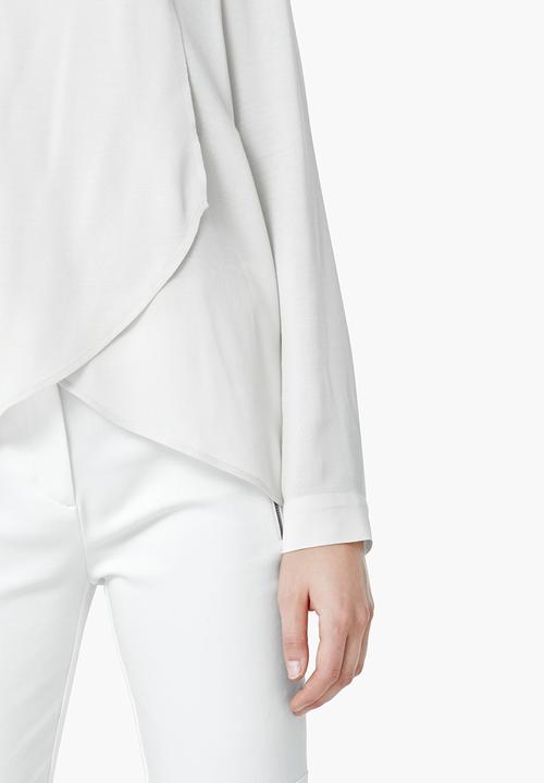 MANGO - Asymmetrical Layer Blouse White