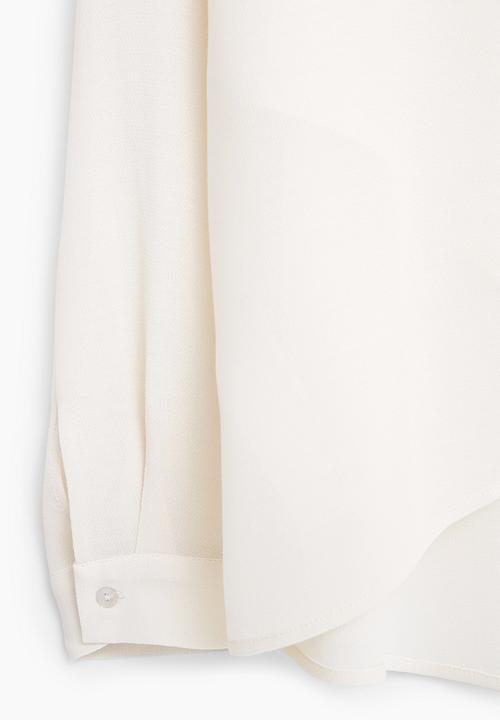 MANGO - Asymmetrical Layer Blouse White
