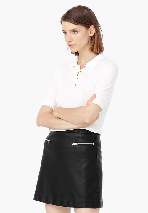MANGO - Leather-Look Mini Skirt Black