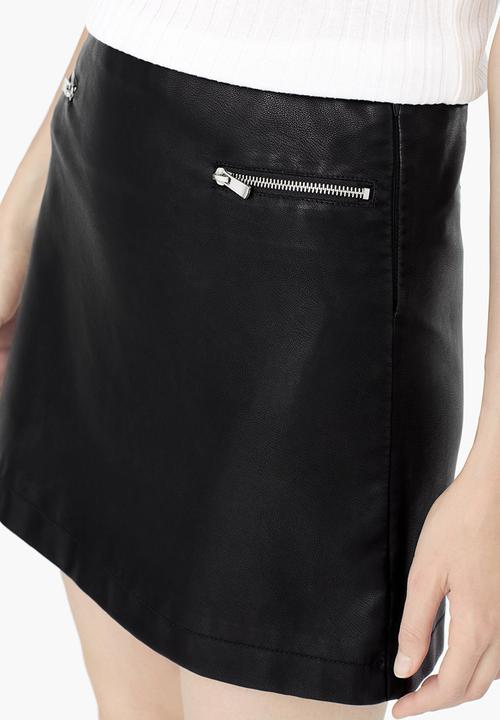 MANGO - Leather-Look Mini Skirt Black