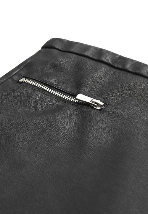 MANGO - Leather-Look Mini Skirt Black
