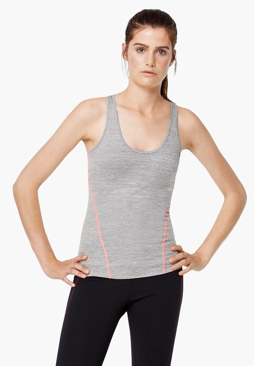 MANGO - Technical Racer Back T-shirt Pale Grey