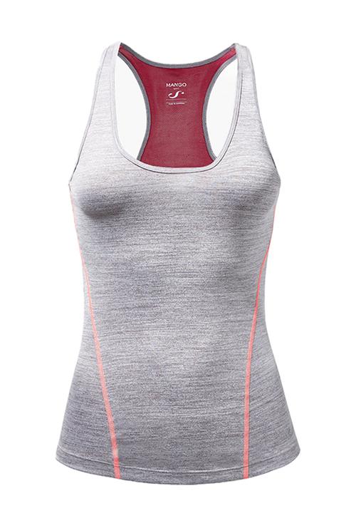 MANGO - Technical Racer Back T-shirt Pale Grey