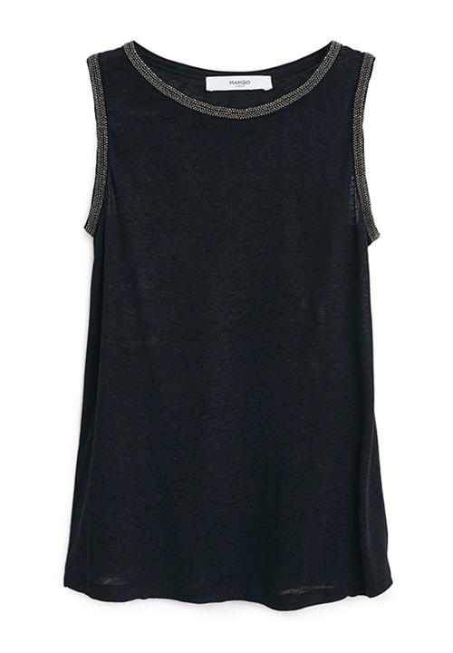MANGO - Embellished Vest Black