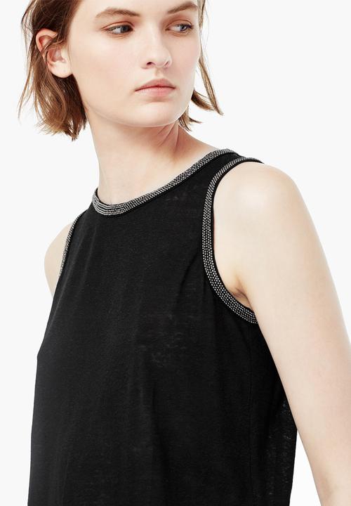 MANGO - Embellished Vest Black