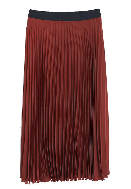 MANGO - Pleated Midi Skirt Dark Red