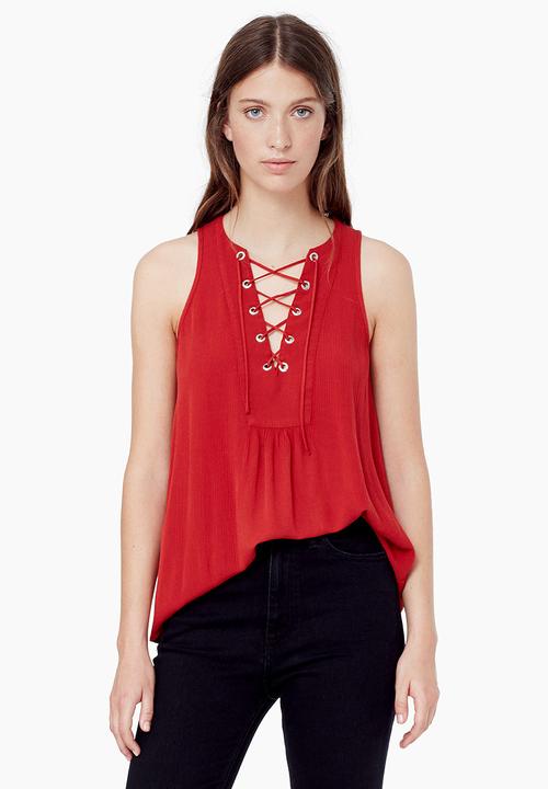 MANGO - Folk Blouse Red