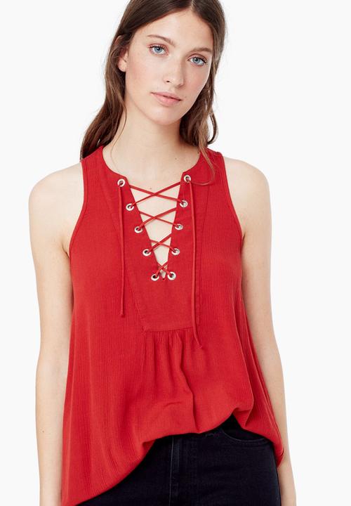 MANGO - Folk Blouse Red