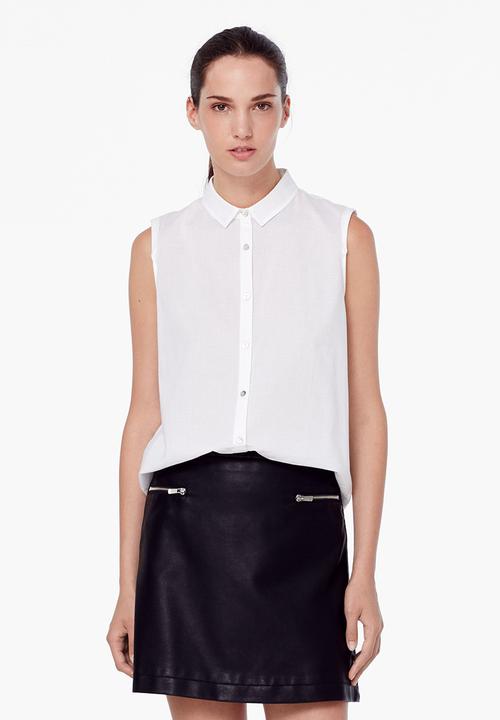 MANGO - Sleeveless Shirt White
