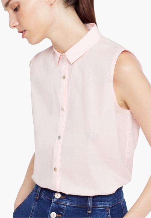 MANGO - Sleeveless Shirt Pale Pink