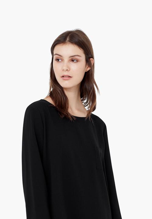 MANGO - Textured Blouse Black